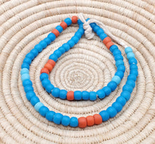 Load image into Gallery viewer, African 22'' Old Ethiopian Venetian Blue padre beads, Blue Glass,Trade Beads, African Trade Beads,