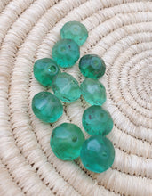 Load image into Gallery viewer, 10 pieces of old green Vaseline Beads (uranium glass beads) made in Bohemia/Czech Trade Beads- African Trade Beads, 19th centuries,