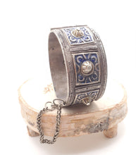 Load image into Gallery viewer, Antique Silver Moroccan Berber blue enamel Bracelet, ethnic tribal, tribal bracelets,Moroccan jewelry, ethnic jewelry, Tuareg bracelets