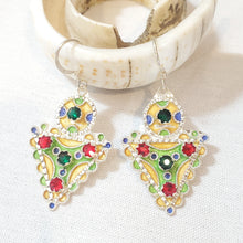 Load image into Gallery viewer, Moroccan Berber Sterling Silver enamels Dangle Earrings, Berber Jewelry, sliver Earrings, Dangle & Drop Earrings,