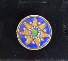 Load image into Gallery viewer, Moroccan Talismanic Berber Silver Enamel Ring size 10, tribal jewelry, Silver, Ethnic Jewelry, Tribal Jewelry