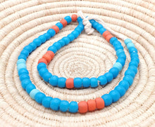 Load image into Gallery viewer, African 22'' Old Ethiopian Venetian Blue padre beads, Blue Glass,Trade Beads, African Trade Beads,