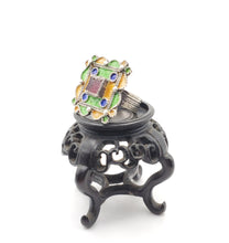 Load image into Gallery viewer, Moroccan Talismanic Berber Silver Enamel and glass cabochon Ring size 10.5, tribal jewelry, Silver, Ethnic Jewelry, Tribal Jewelry