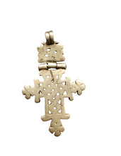 Load image into Gallery viewer, Antique Ethiopian Coptic Christian Cross Maria Theresa silver coin Pendant