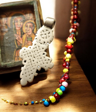 Load image into Gallery viewer, Antique Ethiopian Coptic Christian Cross Maria Theresa silver coin Pendant