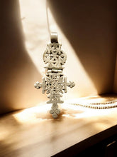 Load image into Gallery viewer, Antique Ethiopian Coptic Christian Cross Maria Theresa silver coin Pendant