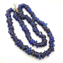 Load image into Gallery viewer, Rare Long Strands of Antique Dutch Donut Blue Annular Wound Glass Trade Beads, African Trade, 19th centuries, Trade Beads