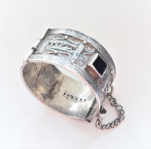 Load image into Gallery viewer, Antique Silver Moroccan Berber enamel glass Bracelet , ethnic tribal, tribal bracelets,Moroccan jewelry, ethnic jewelry, Tuareg bracelets