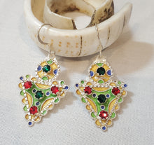 Load image into Gallery viewer, Moroccan Berber Sterling Silver enamels Dangle Earrings, Berber Jewelry, sliver Earrings, Dangle & Drop Earrings,