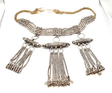Load image into Gallery viewer, Antique Massive Yemenite silver Bedouin lazim Kirdan necklace ,ethnic Jewelry 1910s,Multistrand Necklace,Islamic Filigree,stacking layering
