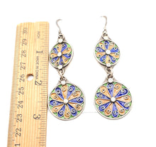 Load image into Gallery viewer, Moroccan Berber Sterling Silver enamels Dangle Earrings, Berber Jewelry, sliver Earrings, Dangle & Drop Earrings,