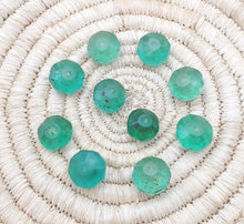 Load image into Gallery viewer, 10 pieces of old green Vaseline Beads (uranium glass beads) made in Bohemia/Czech Trade Beads- African Trade Beads, 19th centuries,
