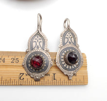Load image into Gallery viewer, Antique Moroccan Old Berber Earrings Silver with Glass Talhakimt,Ethnic Tribal,sliver Earrings,Dangle & Drop, Earrings,Tribal Jewelry,