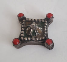Load image into Gallery viewer, Antique Berber Silver enamel coral Pendant 925 silver, Moroccan Amulet, Jewelry, enamel Jewelry, Charm Pendant