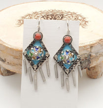 Load image into Gallery viewer, Moroccan Berber Sterling Silver enamels Coral Dangle Earrings ,Berber Jewelry,sliver Earrings,Dangle & Drop Earrings,