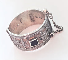 Load image into Gallery viewer, Antique Silver Moroccan Berber enamel glass Bracelet , ethnic tribal, tribal bracelets,Moroccan jewelry, ethnic jewelry, Tuareg bracelets