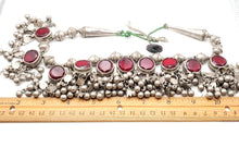 Load image into Gallery viewer, Antique Yemeni Bridal Silver Islamic red Glas Pendants Necklace,Ethnic Jewelry,circa 1910s