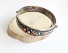 Load image into Gallery viewer, Moroccan red coral Bangle silver Bracelet 925 silver, ethnic tribal jewelry,tribal Moroccan bracelets, ethnic jewelry