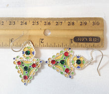 Load image into Gallery viewer, Moroccan Berber Sterling Silver enamels Dangle Earrings, Berber Jewelry, sliver Earrings, Dangle & Drop Earrings,