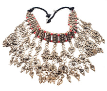 Load image into Gallery viewer, Antique Yemen Bawsani coral Silver granulated Dangled Beads Necklace circa 1910s