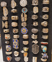 Load image into Gallery viewer, antique Tuareg elevated engraved table silver ring size 8.5, Tuareg jewelry, Sahara ring, Moroccan silver, tribal jewelry, Tuareg silver