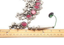 Load image into Gallery viewer, Antique Yemeni Bridal Silver Islamic red Glas Pendants Necklace,Ethnic Jewelry,circa 1910s