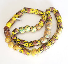 Load image into Gallery viewer, Antique Venetian Trade Bead Strand: Yellow Pineapple, Wedding Cake Glass