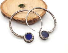 Load image into Gallery viewer, Vintage Silver Tuareg Hoop Earrings: Moroccan Tribal Jewelry