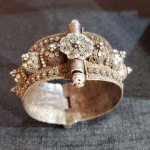 Load image into Gallery viewer, Vintage Silver Bedouin Bangle: Yemen Ethnic Tribal Jewelry