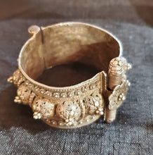 Load image into Gallery viewer, Vintage Silver Bedouin Bangle: Yemen Ethnic Tribal Jewelry