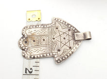 Load image into Gallery viewer, Moroccan Silver Hamsa Pendant: Berber Amulet Jewelry