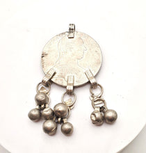 Load image into Gallery viewer, Antique Yemen Silver Maria Theresa Coin Pendant with Dangles