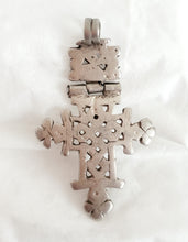 Load image into Gallery viewer, Antique Ethiopian Silver Cross Pendant: Boho Amulet Jewelry