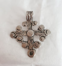 Load image into Gallery viewer, Vintage Ethiopian 925 Silver Cross Pendant: Handmade Tribal Jewelry