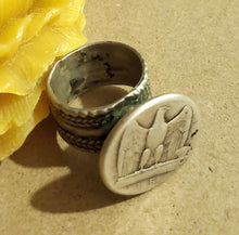 Load image into Gallery viewer, Antique Ethiopian Silver Signet Ring, Size 7.5, Tribal Boho Jewelry