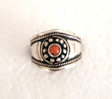 Load image into Gallery viewer, Moroccan Coral Berber Ring: Handmade Sterling Silver Ethnic Jewelry, Size 9.5