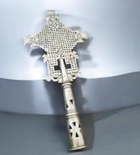 Load image into Gallery viewer, Ethiopian Orthodox Processional Cross: Handmade Nickel Coptic Decor
