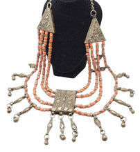 Load image into Gallery viewer, Antique Massive Yemenite Silver Islamic Filigree Multi-strand Beads Necklace ethnic Jewelry circa 1910s