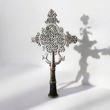 Load image into Gallery viewer, Handmade Ethiopian Orthodox Nickel Cross: Large Coptic Processional Cross