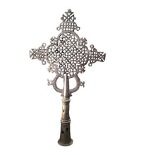 Load image into Gallery viewer, Handmade Ethiopian Orthodox Nickel Cross: Large Coptic Processional Cross
