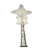 Load image into Gallery viewer, Handmade Ethiopian Orthodox Nickel Processional Cross: Religious Home Decor