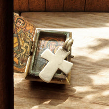 Load image into Gallery viewer, Antique Ethiopian Coptic Cross Pendant: Maria Theresa Silver Coin, Handmade