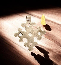 Load image into Gallery viewer, Antique Ethiopian Silver Cross Pendant: Boho Amulet Jewelry