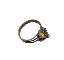 Load image into Gallery viewer, Berber Silver Enamel Talisman Ring: Moroccan Tribal Jewelry, Size 7.5