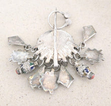 Load image into Gallery viewer, Antique Silver Enamel Coral Fibula: Algerian Berber Pendant