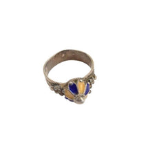 Load image into Gallery viewer, Berber Silver Enamel Talisman Ring: Moroccan Tribal Jewelry, Size 8.5