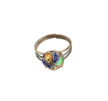 Load image into Gallery viewer, Berber Silver Enamel Talisman Ring: Moroccan Tribal Jewelry, Size 7.5