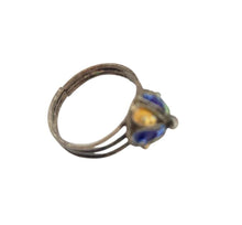 Load image into Gallery viewer, Berber Silver Enamel Talisman Ring: Moroccan Tribal Jewelry, Size 7.5