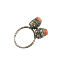 Load image into Gallery viewer, Antique Bawsani Yemen Silver Red Coral Ring - Size 7