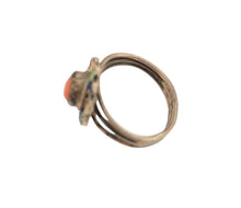 Load image into Gallery viewer, Berber Silver Enamel Coral Ring: Moroccan Talisman, Size 5